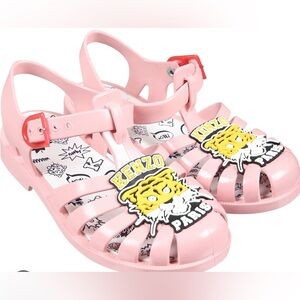Kenzo Girls Tiger Applique Jelly Sandals Brush Pink size 23-6 1/2